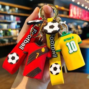 Decorative Figurines 2024 Fashion Creative Keychain PVC Cartoon Football Hanging Buckle Car Key School Bag Pendant Decoration