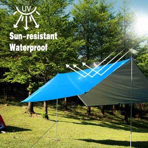 Ombra 9.8 * 9.8ft Impermeabile da campeggio all'aperto Tarp Tenda da sole Amaca Tenda Rain Shelter Picnic Mat Telone Baldacchino Coperta da spiaggia YQ240131