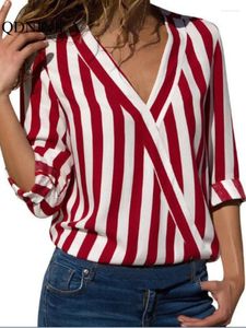 Maglioni da donna Camicie e camicette con scollo a V da donna Camicia stile 2024 a righe per il tempo libero Manica lunga Vestibilità slim Bella camicia oversize