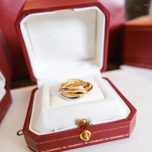 حلقات الكتلة 18K Rose Gold Three-Coloury Men Brands زوجين مقترنة خطوبة هدية عيد الميلاد إكسسوارات المجوهرات الفاخرة