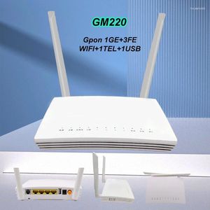 光ファイバー機器GPON ONU GM220 1GE 3FE 4 WLAN 1TEL WPS USB 2.4G WiFiルーターONT OLTモデムセンダム電源なし