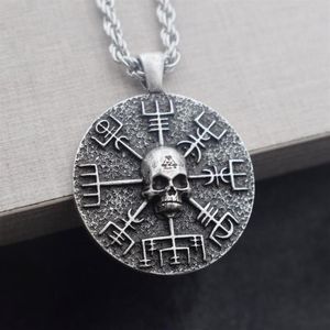 Sanlan 12st Norse Vikings Gear Vegvisir med skalle halsband amulet287c