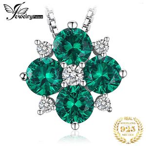 Wisiorki Jewelrypalace Lucky Clover 1.2ct Symulowany Szmaragd 925 Srebrny naszyjnik wisiorek dla kobiety biżuterii mody bez łańcucha