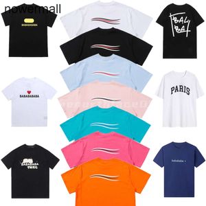 T-shirt balencaigaly balencigaly Sleeve Fashion Brand Mens Street T Shirt Wave Short Classic Letter Printing Short Sleeve Summer Casual Womens High