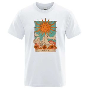 Męskie koszulki Tarot Art Art Kreatywność Słońca Kreatywność T-shirt Man Lose Ogabanie koszulki T-shirt Summer Casual Tops Fashion Casual Cotton Tee Ubrania