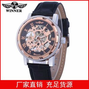 Winner Manual Hollow Mechanical Watch Foreign Trade Cross-Border Mens Watch One Piece Drop Wristwatches2362