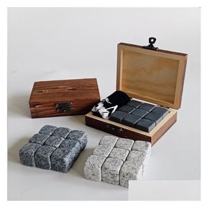 Ice Buckets and Coolers 9 PCS Whisky Stones Cubes Reusable Rocks Beverage Chilling For Scotch Bourbon Drinking Gift Set Drop Deliv Dhtz1