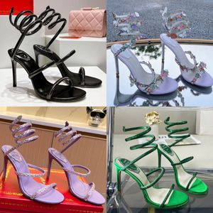 Margot Juwel Sandalen Schlange zwirnende elegante Sandale 10 cm Stiletto High Heel RENE CAOVILLA Kristall Gold Strass Kleid Schuhe Silber Sohlen Frauen Sommer Pumps