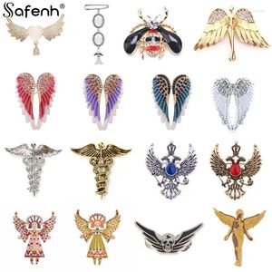 Brooches 1PCS Elegant Angel Wings Rhinestone Pin For Women Glitter Collar Clothes Decor Feather Brooch Corsage Enamel Pins