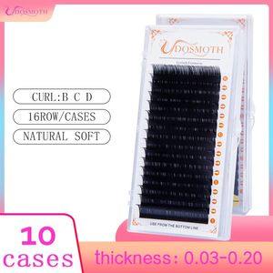 10 Tepsiler 16ROW/CASE 7-16mm 3D Mink Kirpik Uzantıları Sahte Sahte Sahte Kirpik Uzatma Bireysel Kirpikler Kozmetik 240123