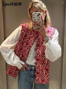 Women's Vests 2024 Vintage Floral Printed Vest Jacket Women National Style Casual Lady Patchwork Elegant Streetwear Waistcoat