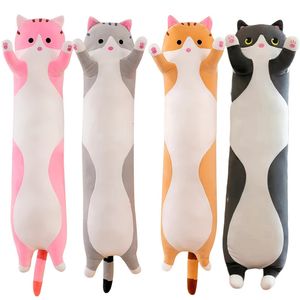 19.5in sevimli 50 cm kedi peluş oyuncak uzun pembe kahverengi gri uyku kediler bacak yastığı squishy küçük hayvan bebekleripping plushie hediyesi 240129