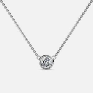 Round Lab Grown Diamond CVD HPHT Bezel Set Women Solitaire 10k 14k 18k Pendant Necklace D VS Diamond Jewelry Woman NO IGI 240119