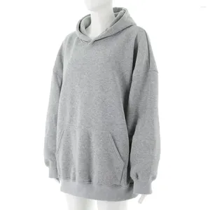 Damen-Kapuzenpullover, langärmelig, einfarbig, Sweatshirt, mit Polyester-Fleece gefüttert, gemütlicher Kapuzenpullover, stilvoller Herbstpullover für Freizeit