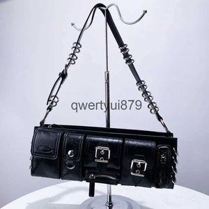 Shoulder Bags Moto Biker Slim Soulder Bags For Women Luxury Designer andbag Purse 2023 New ig Quality Metal Ring Decoration Underarm BagH24131