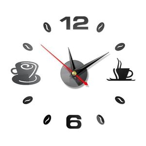 Wall Clocks DIY Large Clock Frameless Giant Modern Design Cafe Coffee Mug Bean Decor Kitchen Watch281J