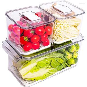 Storage Bottles Saver Containers For Refrigerator Food/Fruit/Vegetables Stackable Fridge Freezer Organizer With Vented Lids