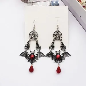 Orecchini pendenti Vintage rosso pipistrello vampiro pendente goccia gotico vittoriano gioielli