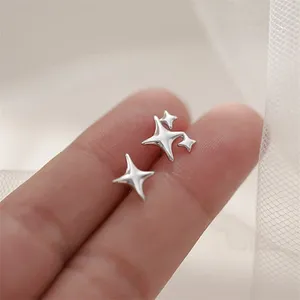 Stud Earrings Sterling Silver Star Niche Design Sense Not Easy To Fade Asymmetrical Light Luxury High-end