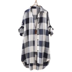 Women's Plaid Cotton Shirt Chic Women Blouse Elegant and Youth Women's Blouses New In External Clothes Korean Style