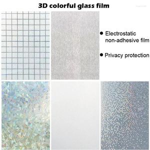 Adesivos de janela 3d cor filme de vidro adesivo decoração de ligação estática transparente banheiro opaco para evitar espiar