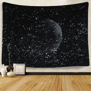 Wandteppiche, Mond, Sterne, Sternbilder, Wandteppich, Sternzeichen, Galaxie, Weltraum, böhmische hängende Kunstdecke