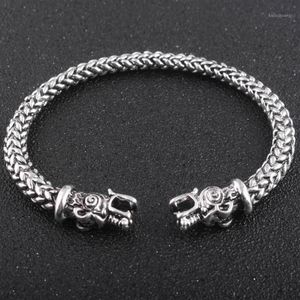 Gotisk vikingnorisk drake armband handgjorda öppningsvikingar av midgard armband tvåhövda vargarmband för män tillbehör1262i