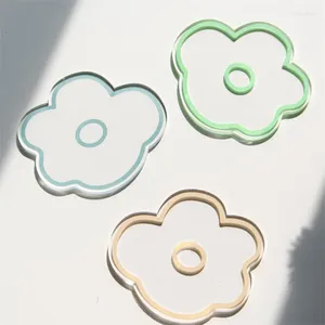 Table Mats Korean Style Multicolor Flower Coaster Transparent Acrylic Cute Animal Fruit Flowers Cup Mat Household Kitchen Tool