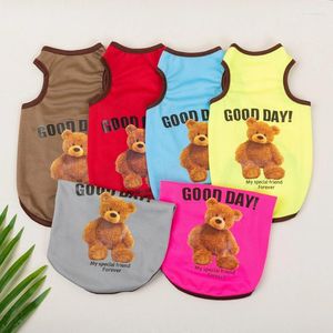 Hundebekleidung Weste Frühling Sommer dünne atmungsaktive Welpenkleidung niedlicher Bär bedrucktes Katzen-T-Shirt ärmelloser Chihuahua-Pullover Heimtierbedarf