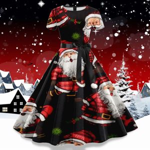 Abiti casual anni '50 Vintage manica corta Estate A-Line Retro Red Swing Dress Natale Donna Gala Party Abito formale anni '70 Verde 2024