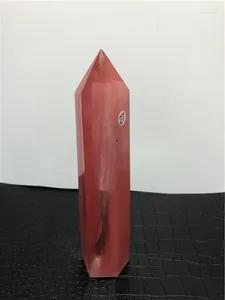 Dekorativa figurer Big Size Red Melting Stone Quartz Obelisk Crystal Wand Point Healing Fengshui för heminredning