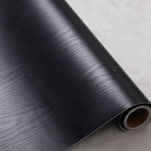 DIY Decorative Film Self Adhesive Wallpaper Wood Black PVC Vinyl Contact Paper for Kitchen Cabinets Living Room Decor Wall Paper 2294B