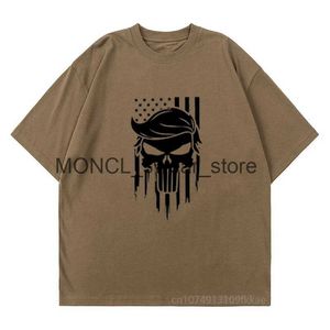 Men's T-Shirts Trump Funny T-shirt American Scull Aesthetic Loose Men Women Unisex Tee Summer Short Sleeve Personality Brown Premium Tops S-4XLH24131