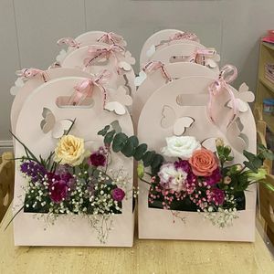 10st Portable Flower Wrap Box Bouquet Gift Bag Florist Wrapping Packaging Pouch 240124