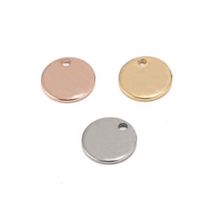 304 acciaio inossidabile oro rosa moneta disco fascino rotondo stampaggio etichette vuote metallo fornitura di gioielli 8mm 10mm1287S