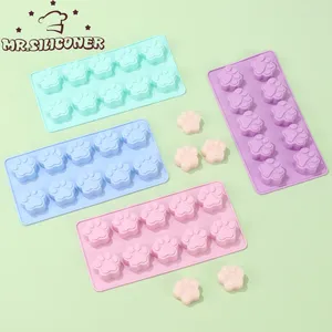 Bakningsverktyg Diy Silicone Dog Cat Animal Paw Pet Print Mögel Återanvändbar hemlagad behandlar godisskaka gelé Ice Cube Chocolate Mold