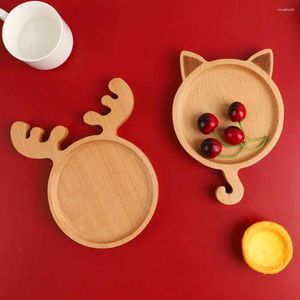 Plates Christmas Deer Tray Wooden Pallet Bread Dessert Breakfast Cookie Cake Coffee Kitchen Snacks Plate