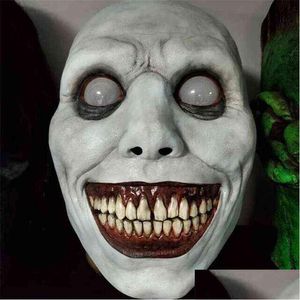 Party Masks Smiling Demons Head Mask Halloween Decoration Evil Cosplay Props Horror Helmet Holiday White Green Y220805 Drop Delivery Dh2Dj