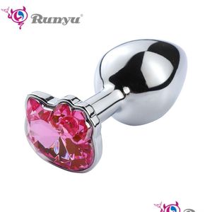 Perna Massageadores Brinquedo Masrs Anal Brinquedos Pequeno Cristal Cat Face Jewel Butt Plug Próstata Masr G-Spot Stimation para Mulher Casais Gota Entregar Dhzpn