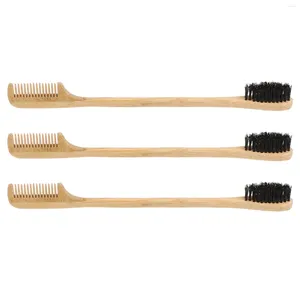 Pincéis de maquiagem rímel pente de sobrancelha com alça de madeira escova de ferramenta de corte de bambu