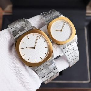 ساعة Wristwatches تاريخ حفل زفاف المرأة مصمم أزياء مشاهدة زوجين الكوارتز حركة 316L Fine Steel Letter Watches1842