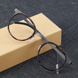 Sonnenbrille Reines Titan Lesebrille Vintage Damen Vollrand Runder optischer Rahmen Antireflex verschreibungspflichtige Lesebrille Herren