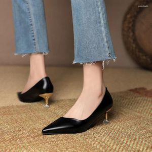 Dress Shoes Thin Heel Women Pointed Toe Patent Leather Lemon Yellow Black Lady Fashion Low Candy Color High Ladies Work Shoe