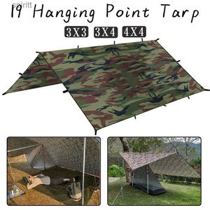 Ombra da campeggio 19 punti di sospensione Tenda Tarp Sopravvivenza Ripari per il sole Ombra Baldacchino Outdoor Zaino in spalla Tenda impermeabile Parasole 4x4 3x4 3x3 YQ240131