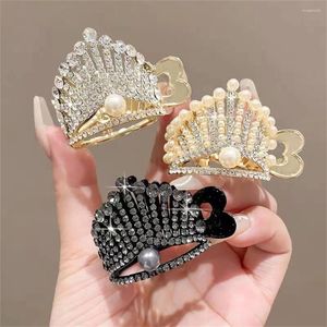 Hair Clips Luxury Rhinestone Pearl Crown Claw Clip Fixed Styling Wash Face Makeup Shark Hairpin Women Girls High Ponytail Accessories