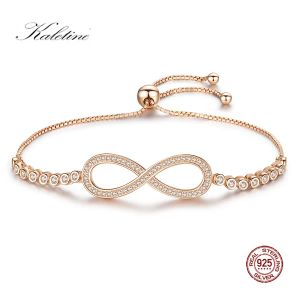 Pulseira de caletina sem fim de pulseiras masculinas 925 Pulseira de charme de ouro rosa de prata esterlina pulseira de tênis infinito para mulheres jóias 2019
