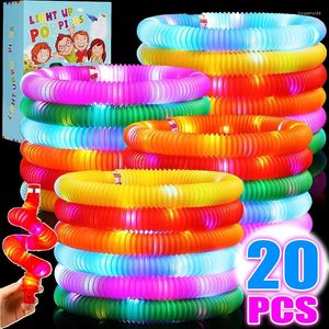 Party Decoration LED Luminous Pop Tubes DIY Colorful Light Up Retractable Glow Sticks Kids Fidget Tube Squeeze Toys Xmas Birthday Favors