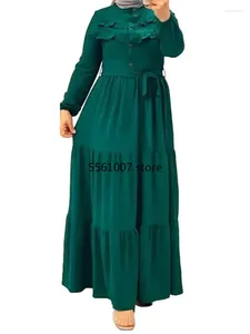 Ethnic Clothing 2024 Ramadan Abayas Caftan Kaftan Elegant Vestidos Eid Muslim Women Loose Belt Dress Abaya Party Dresses Dubai Arab Turkey