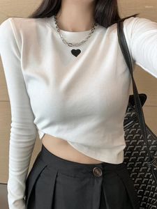 Camisetas femininas de manga comprida, suéteres, roupas elegantes e casuais