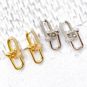 Srebrne złote kolczyki Dangle żyrandol łańcuch link Diamond Projektant biżuterii Najwyższej jakości kobiety męskie para mody weselnej gir241b